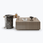 KENTO ZEN SET DE 2 TABLES VERRE +BOIS AVEC TIROIR