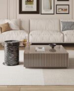 KENTO ZEN SET DE 2 TABLES VERRE +BOIS AVEC TIROIR - Image 5