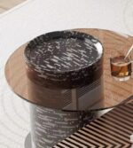 KENTO ZEN SET DE 2 TABLES VERRE +BOIS AVEC TIROIR - Image 6