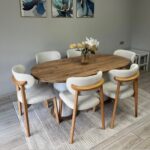 MIRELLE TABLE A MANGER OVAL 90X180CM+6 CHAISES MARRON PIED MARRON - Image 2