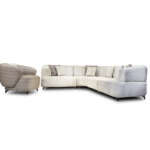 SELINO SALON D ANGLE MODERNE DIM 250X335CM+FAUTEUIL 1PLACE CL GRIS